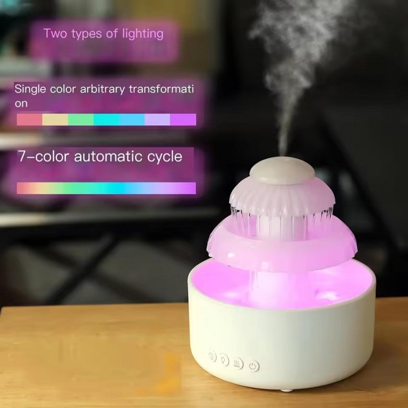 600 ML Table Top Waterfall Humidifier With 8-color Cycle Lights