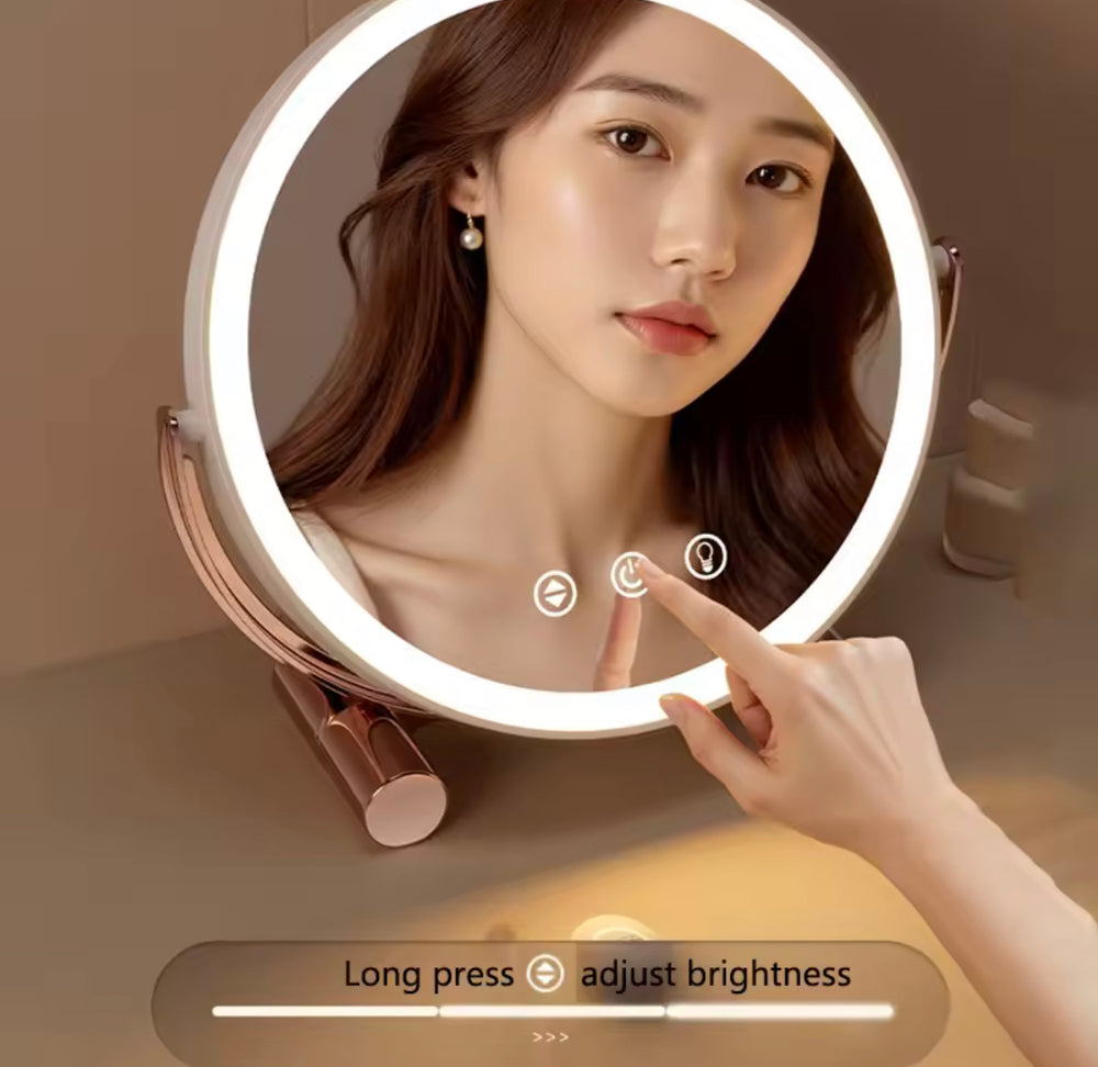 Vanity Cosmetics Round Shape Desktop LED Makeup Mirror