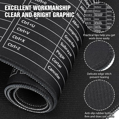 Anti Slip Windows & Office Keyboard Shortcuts Desk Mat