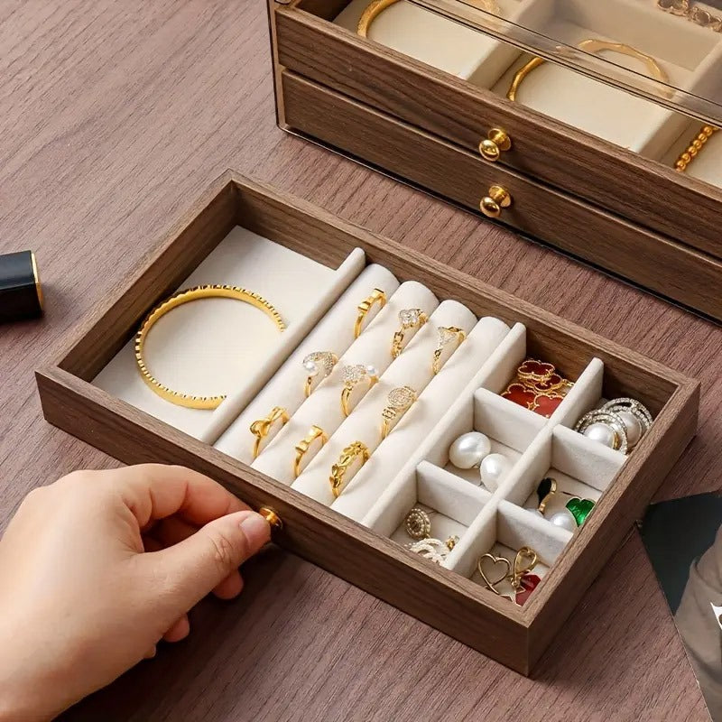 3 Layer Acrylic Wooden Jewelry Organizer