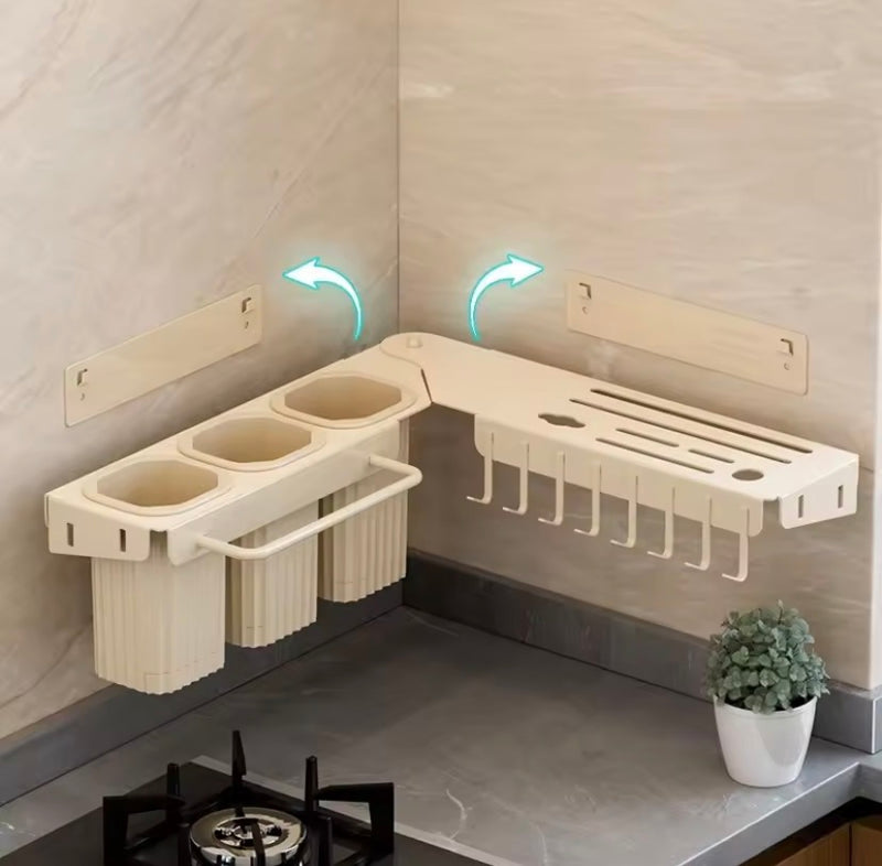 Wall Mounted Over The Sink Organizer Rack, Kitchen Storage Shelf with Knife Holder