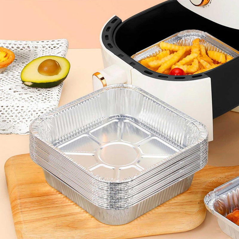 Disposable Square Aluminum Foil Plate For Air Fryer (Set Of 10)