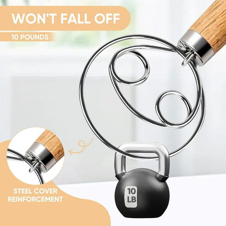 Wooden Bread Whisk with Stainless Steel Dough Hook