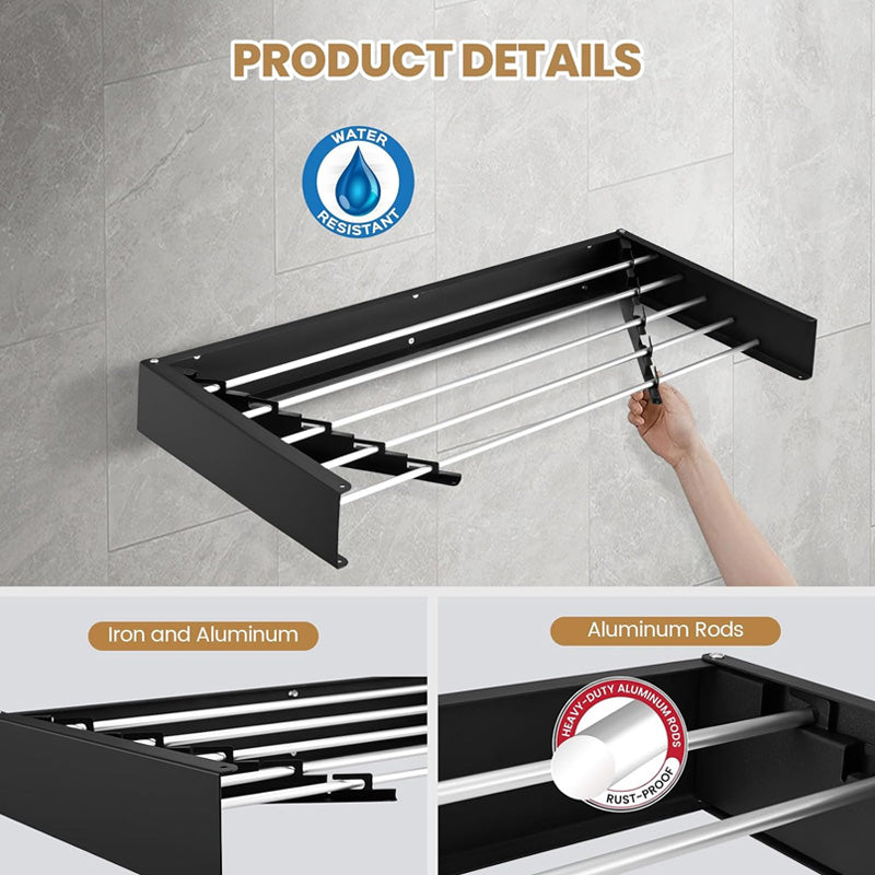 Wall Mounted Foldable Aluminum Drying Rack