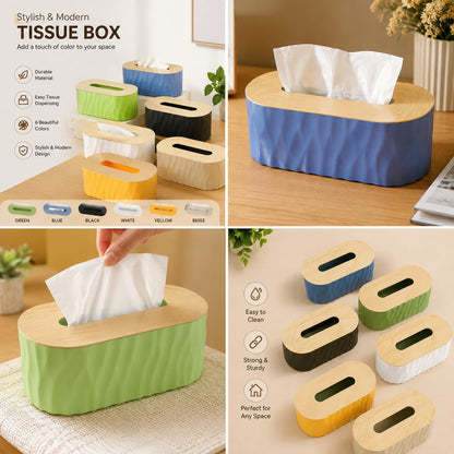 Simple Elegant Wooden Lid Tissue Box