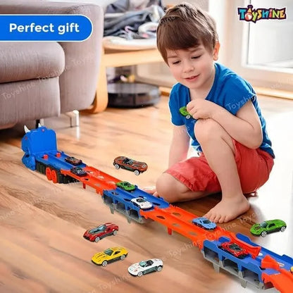 Urban Rail Track Toy Set For Childrens Transforming Dinosaur Truck Includes 6 Vehicles Ultimate Garage Playset