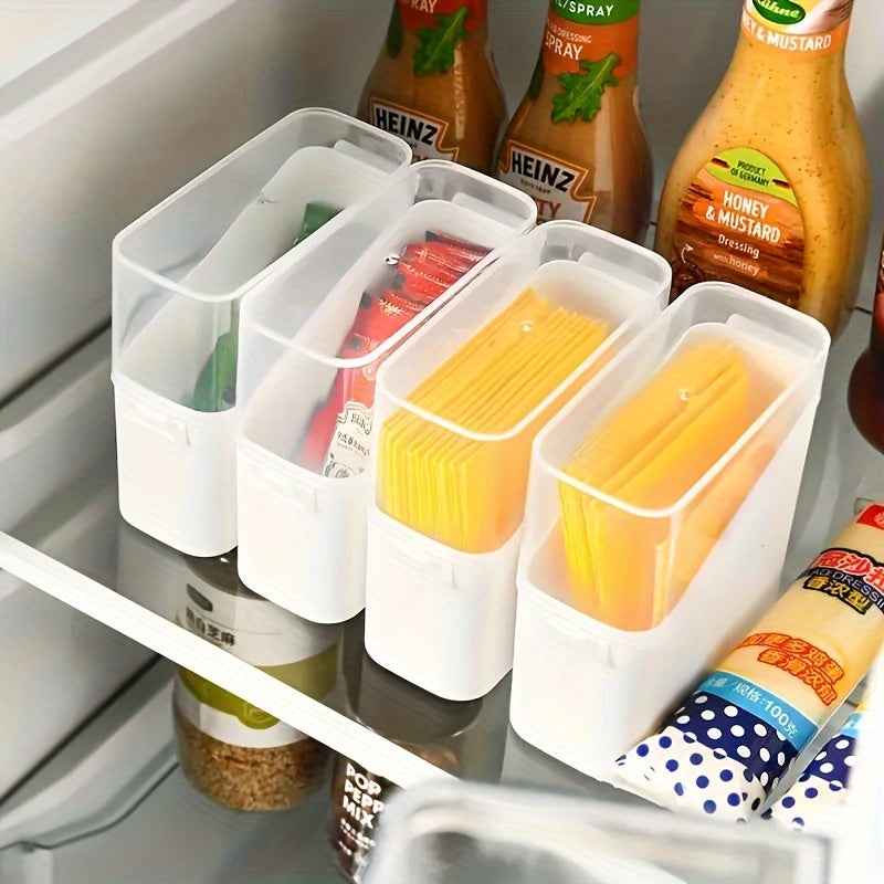 Fridge Organizer Bins with Lids Stackable Storage Containers for Cheese, Sauce Packets & Snacks