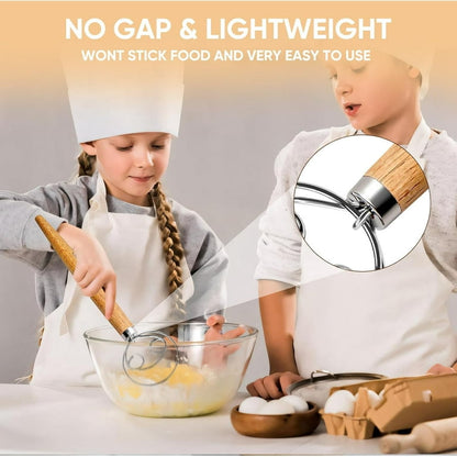Wooden Bread Whisk with Stainless Steel Dough Hook