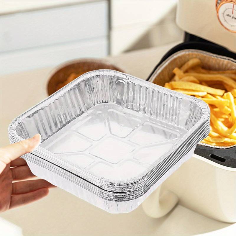 Disposable Square Aluminum Foil Plate For Air Fryer (Set Of 10)