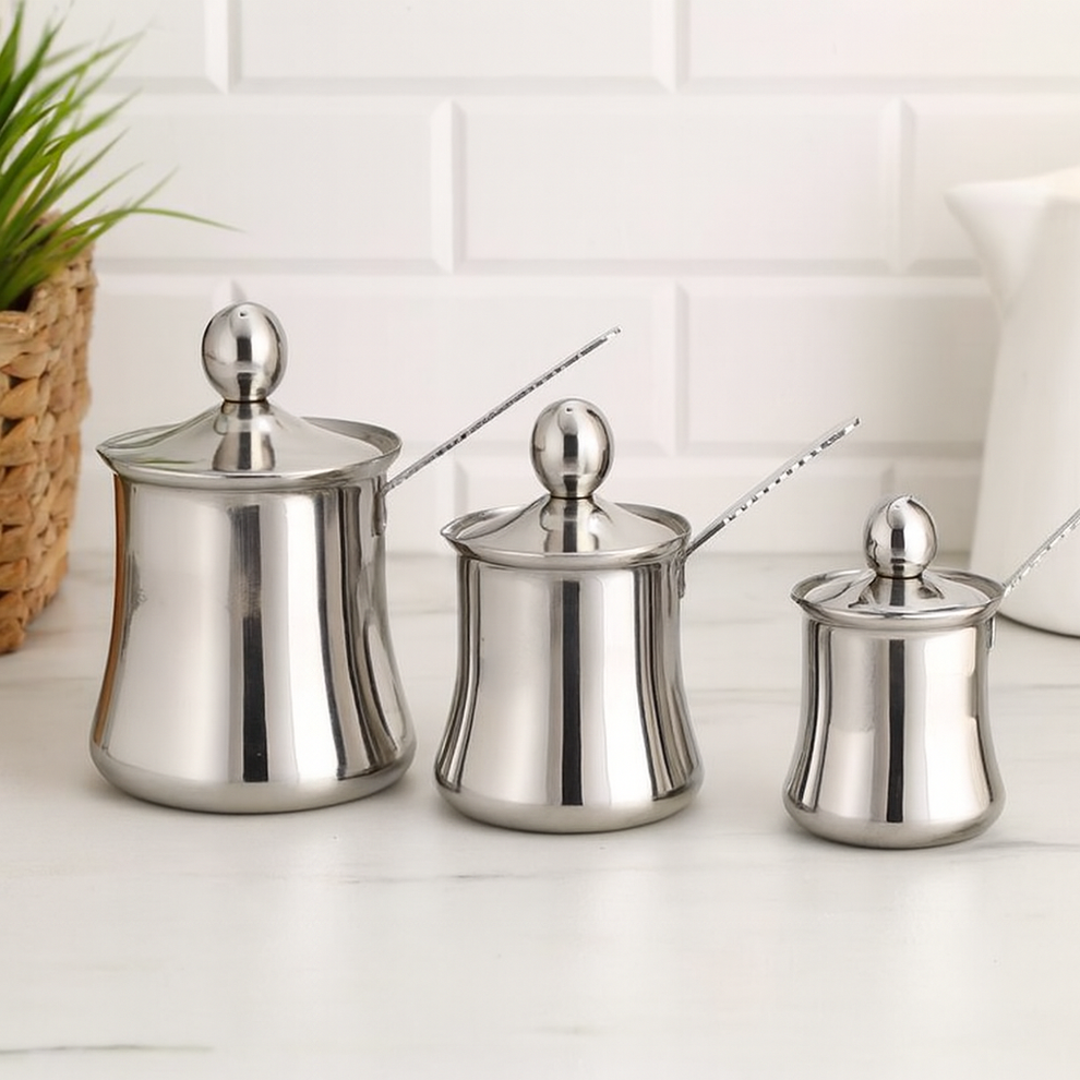 3Pcs Stainless Steel Coffee & Butter Warmer Set