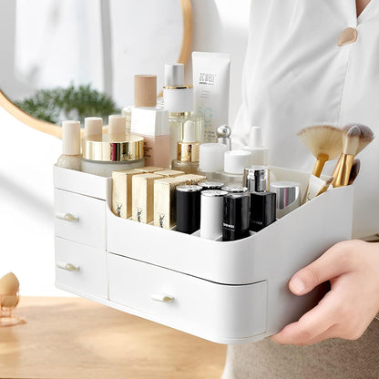 Luxury Desktop Cosmetic Box Multiple Drawers & Lipstick Slots Organize Vanity.