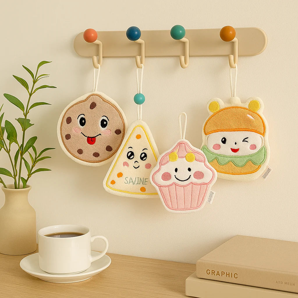 Cute Cartoon Food-Themed Hanging Hand Towels