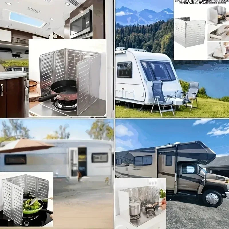 Foldable Aluminum Stove Splatter Guard – Oil Splash Shield for Cooking, Frying & Kitchen Heat Insulation