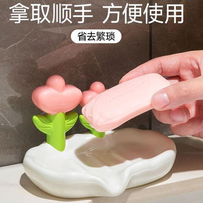 Flower Decor Creative Floral Soap Dish With Dual Drainage Design