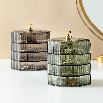 4 Layer Luxury Rotating Jewellery Storage Organizer Box