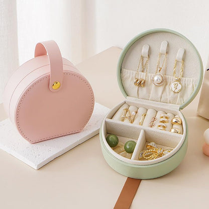 Mini Portable PU Leather Jewelry Organizer Box