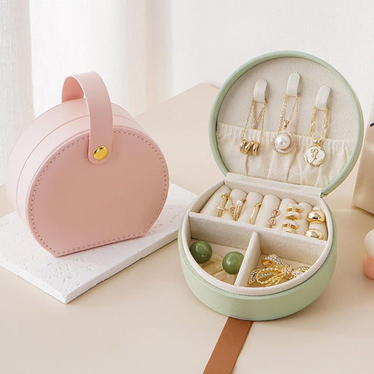 Mini Portable PU Leather Jewelry Organizer Box
