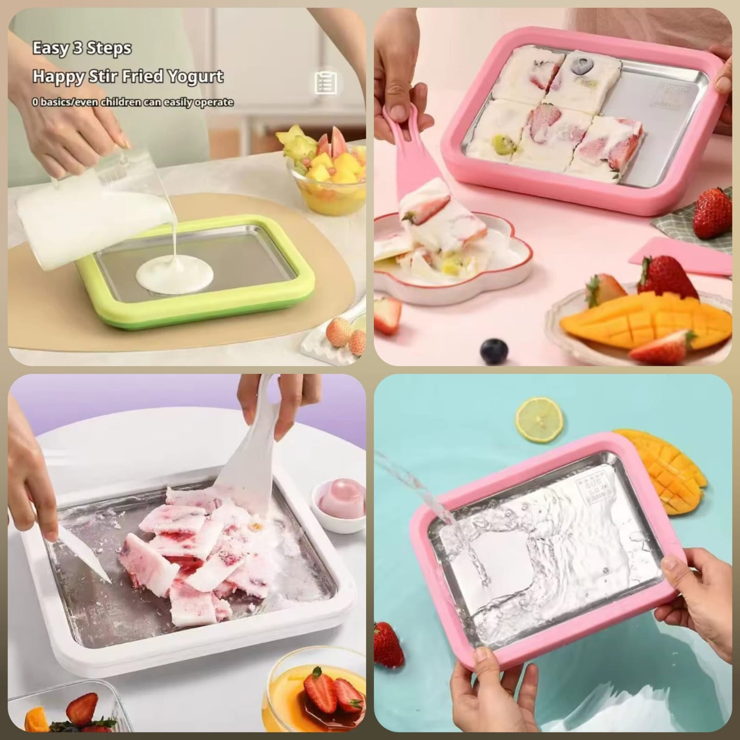 Home Instant Rolled Ice Cream Maker Pan