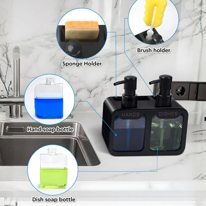 4 in 1 Manual Press Liquid Dish & Hand Soap Dispenser
