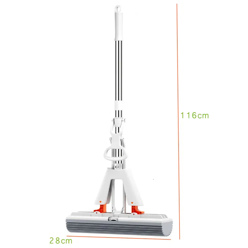 Squeezed Self Draining Rubber Cotton Mop Hand Free Magic Self-Cleaning Flat Mop