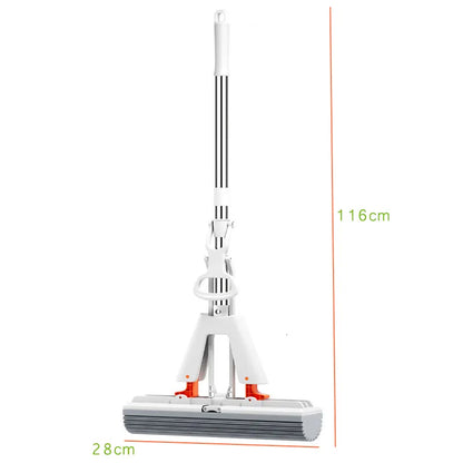Squeezed Self Draining Rubber Cotton Mop Hand Free Magic Self-Cleaning Flat Mop