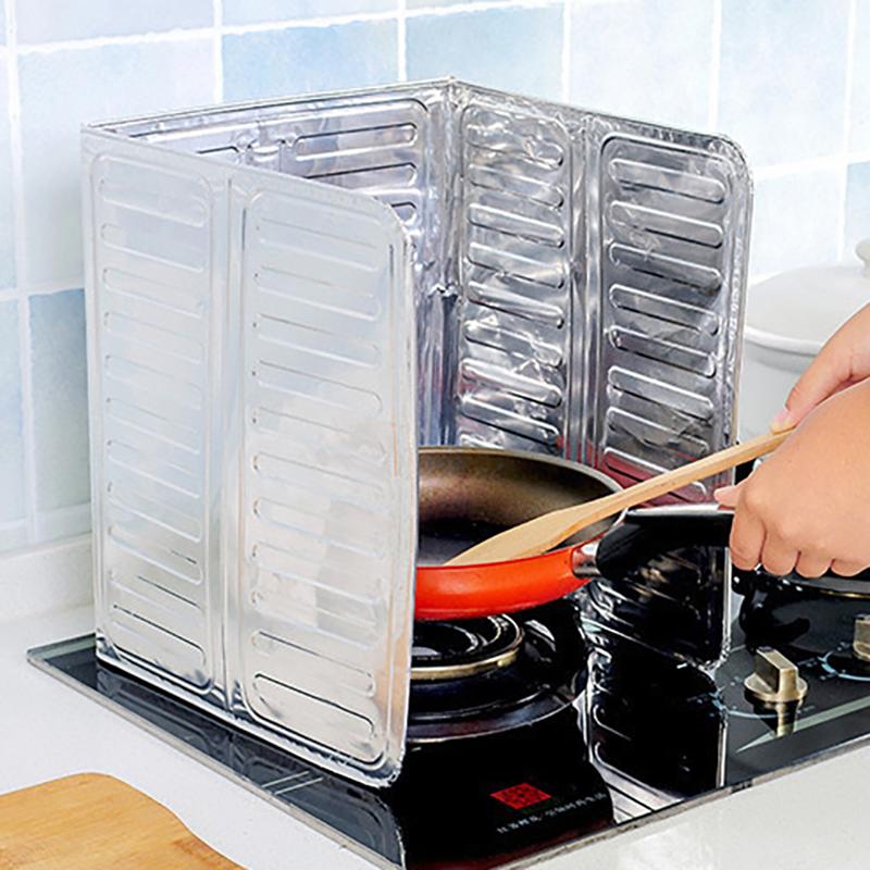 Foldable Aluminum Stove Splatter Guard – Oil Splash Shield for Cooking, Frying & Kitchen Heat Insulation