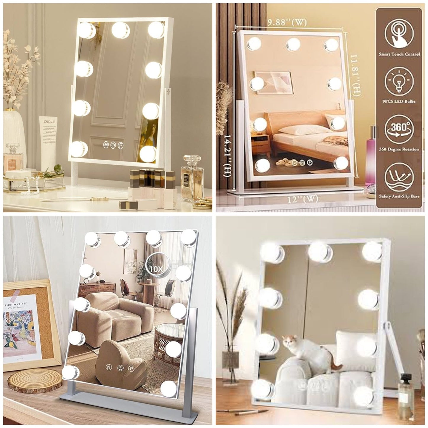 Luxury Vanity Mirror With Bulb (3 Colors Mode)
