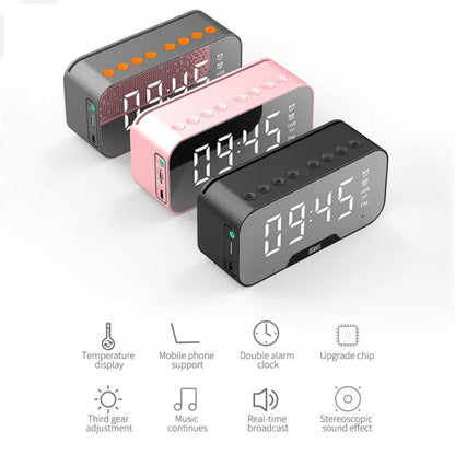 Multifunction Rechargeable Alarm Clock With Wireless Bluetooth Speaker, Radio Desk Clock