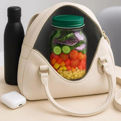 Dual-Opening Salad Jar with Built-In Sauce Cup