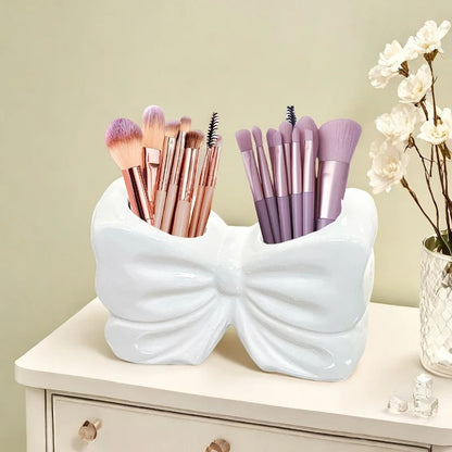 Elegant Cute Bow Shape Cosmetic Brush And Toothbrush Storage Organizer