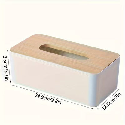 Black Wood Top Modern Tissue Box Holder
