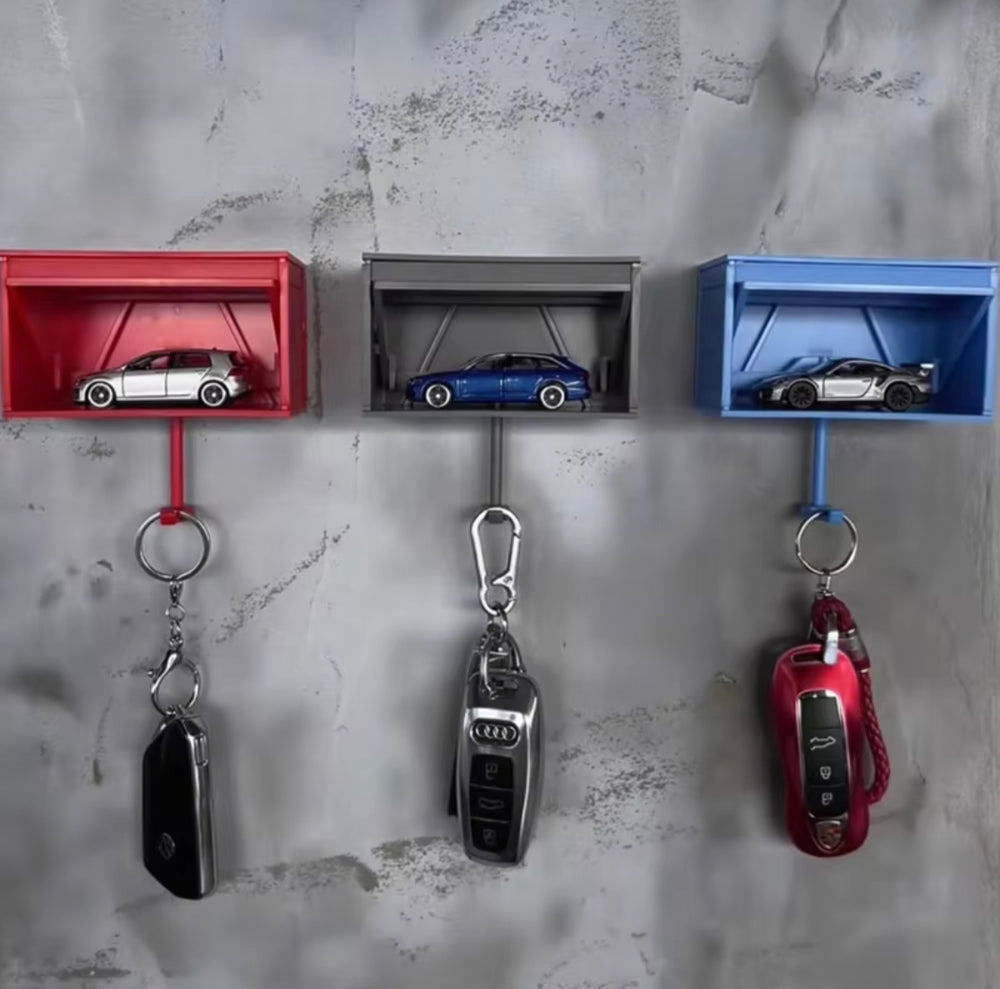 Wall Mounted Car Garage Keys Holder With Model Car Toy