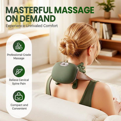 Green Master Pro Electric Neck & Shoulder Massager - Heated Muscle Relief