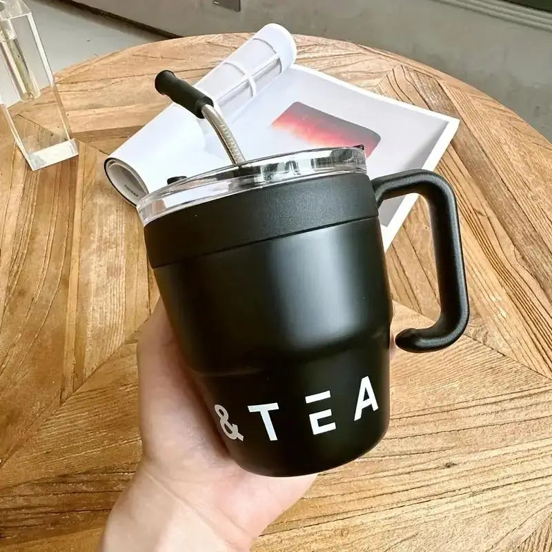 480ML Stainless Steel Coffee Mug with Straw