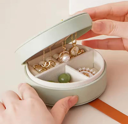 Mini Portable PU Leather Jewelry Organizer Box