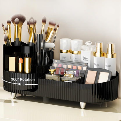 Makeup Organiser with 360° Rotating Makeup Brush Holder