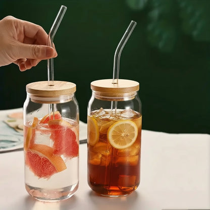 Sipper Glass Tumbler With Bamboo Lid
