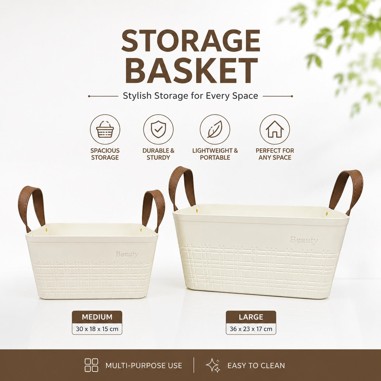 Heavy Plastic Multipurpose Storage Basket With Rubber Handle
