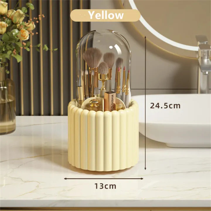 Dot Makeup Brush Storage Tube Rotating Dust-Proof Pen Holder with Lid Bucket