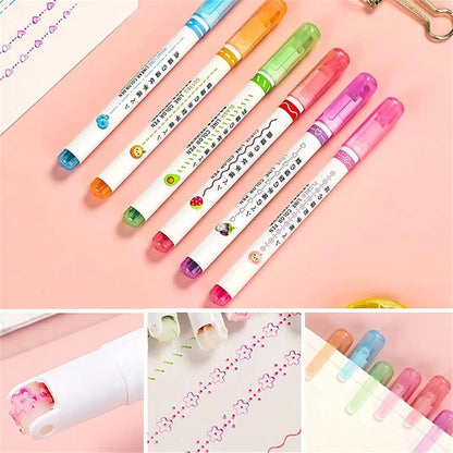 6-Piece Set of "Linear Roller Color Highlighters