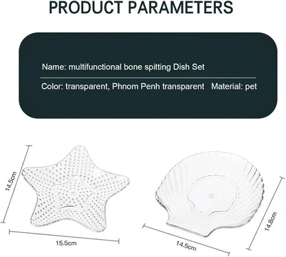 Acrylic Sea Shell Shape Plate Set With Metal Stand 8pcs