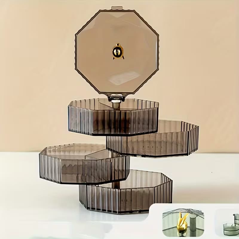 4 Layer Luxury Rotating Jewellery Storage Organizer Box