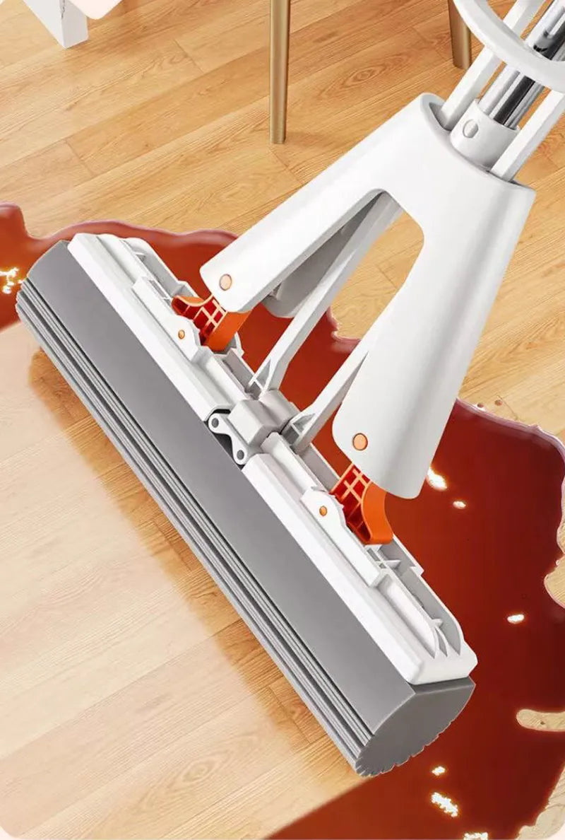 Squeezed Self Draining Rubber Cotton Mop Hand Free Magic Self-Cleaning Flat Mop