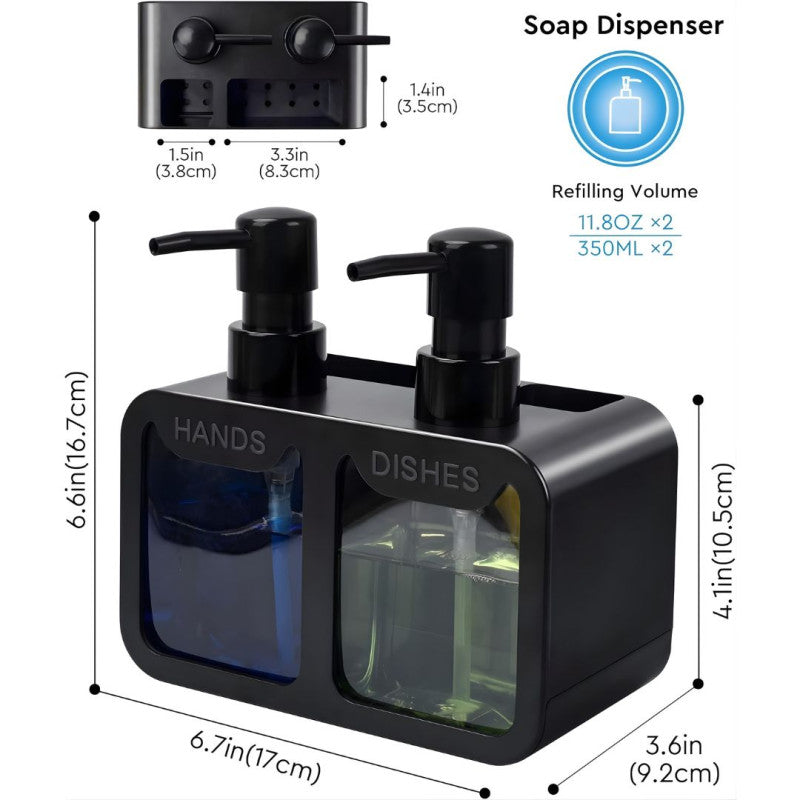 4 in 1 Manual Press Liquid Dish & Hand Soap Dispenser