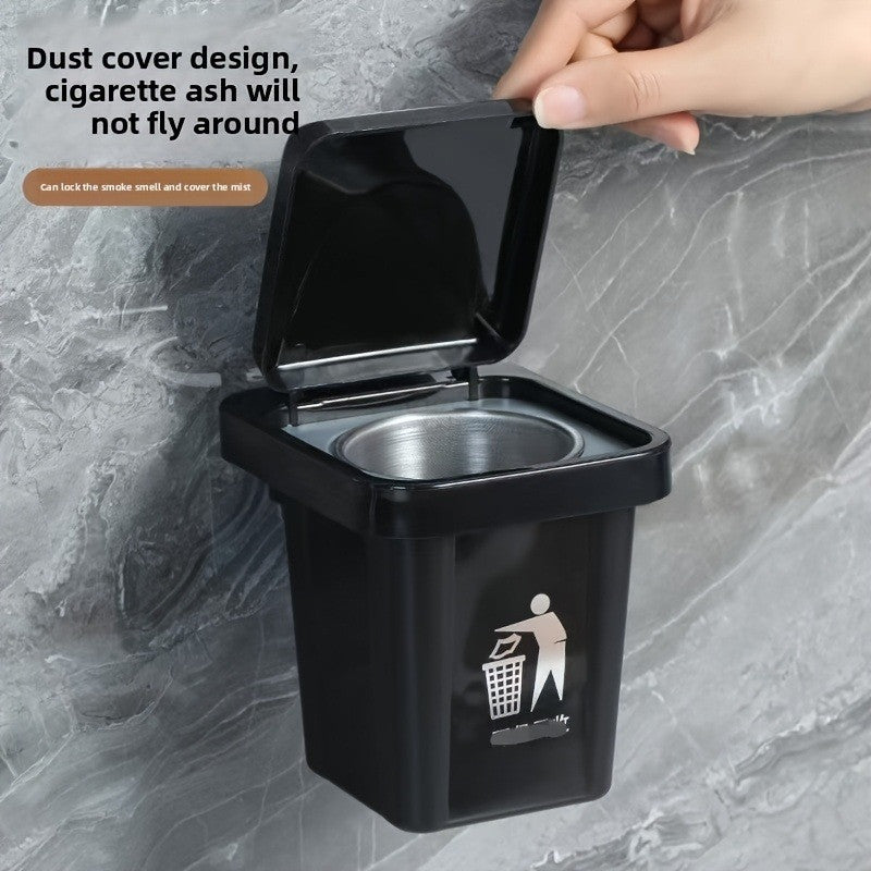 Wall Mounted Compact Cigarette Ashtray Trashbin