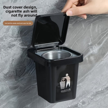 Wall Mounted Compact Cigarette Ashtray Trashbin