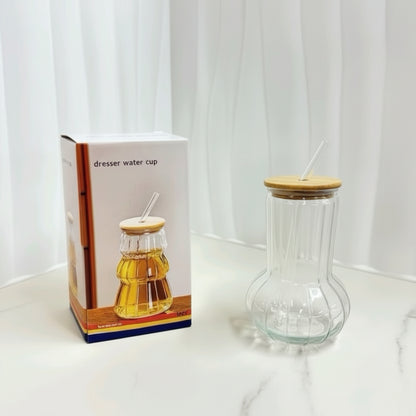 Sipper Glass Tumbler With Bamboo Lid
