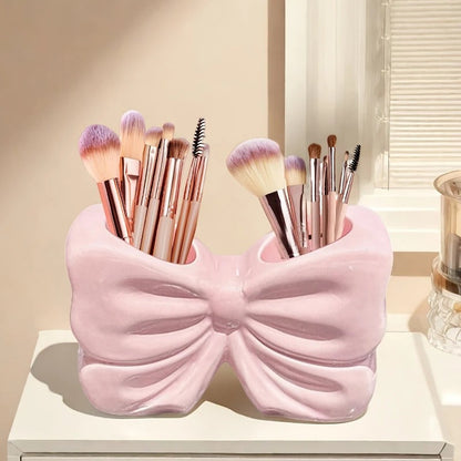 Elegant Cute Bow Shape Cosmetic Brush And Toothbrush Storage Organizer