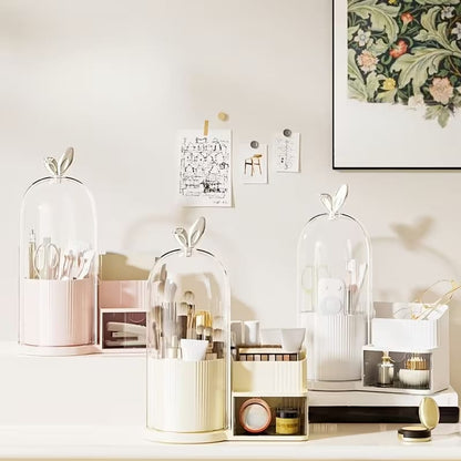 Rotating Brush Holder With Cosmetics Organizer