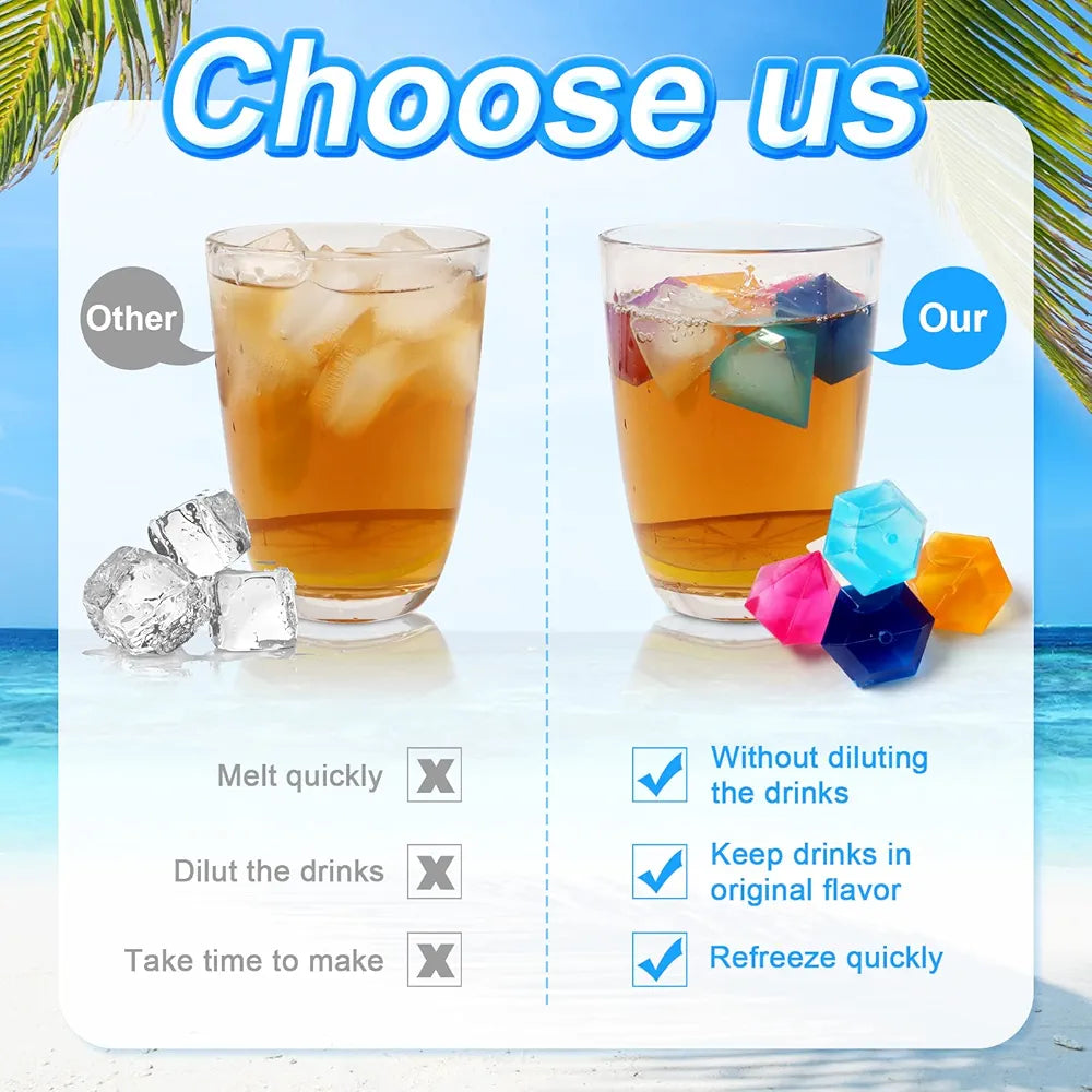 Reusable Diamond Shaped Ice Cube Pack Of 12